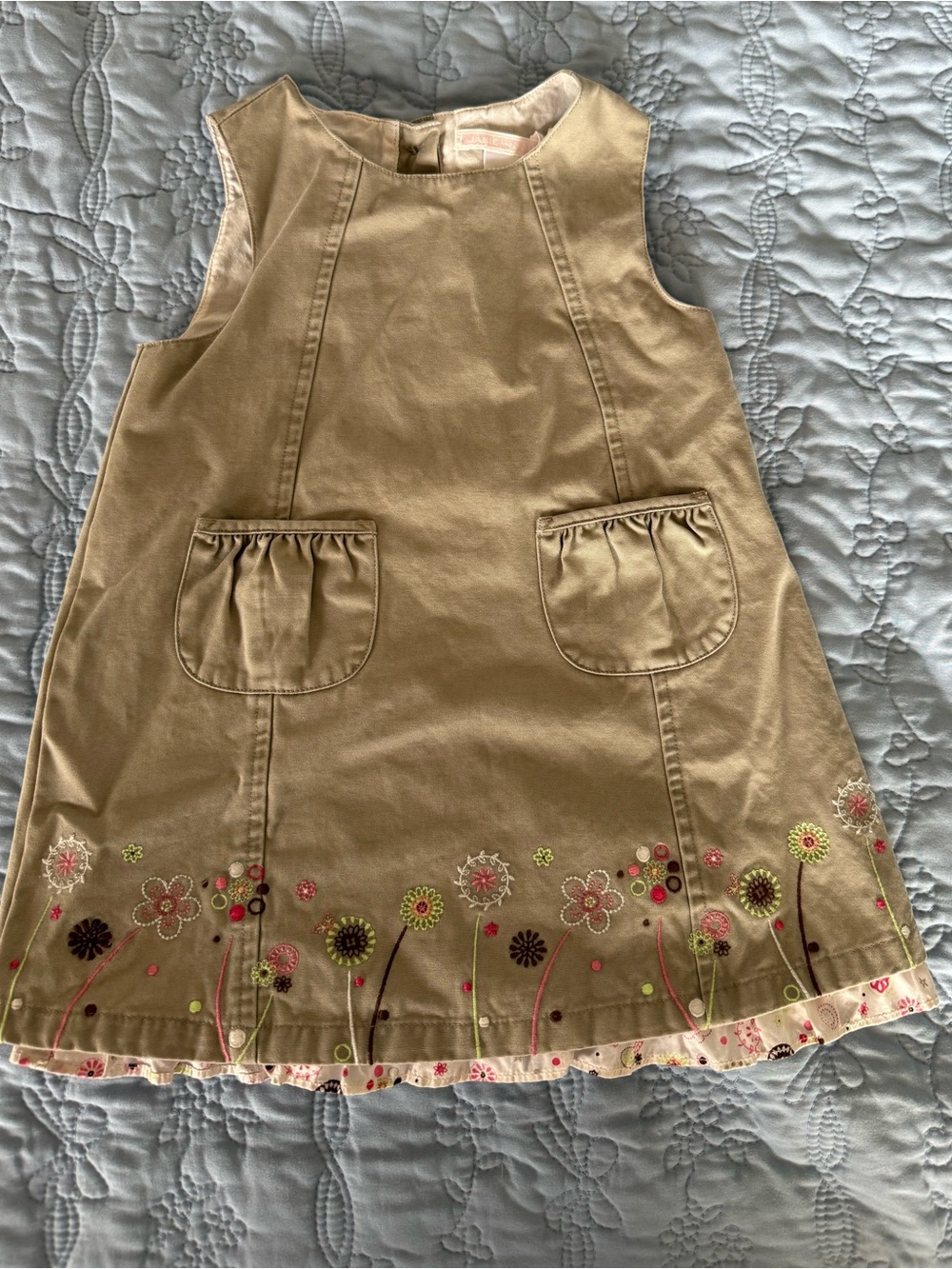 Janie and Jack Tan Embroidered Floral Casual Dress